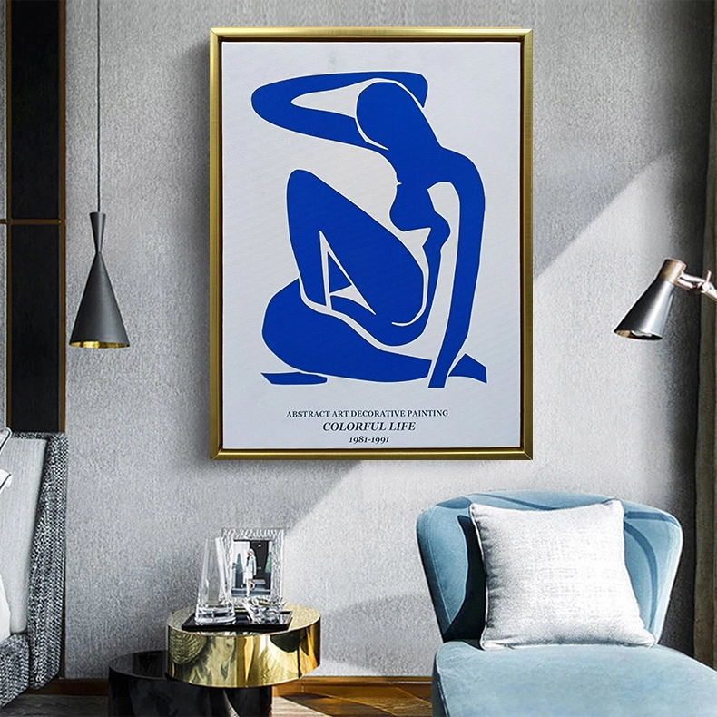 Living Room Art Decor Blue Line Artwork Abstract Poster Figure Nordic Paintings for Wall