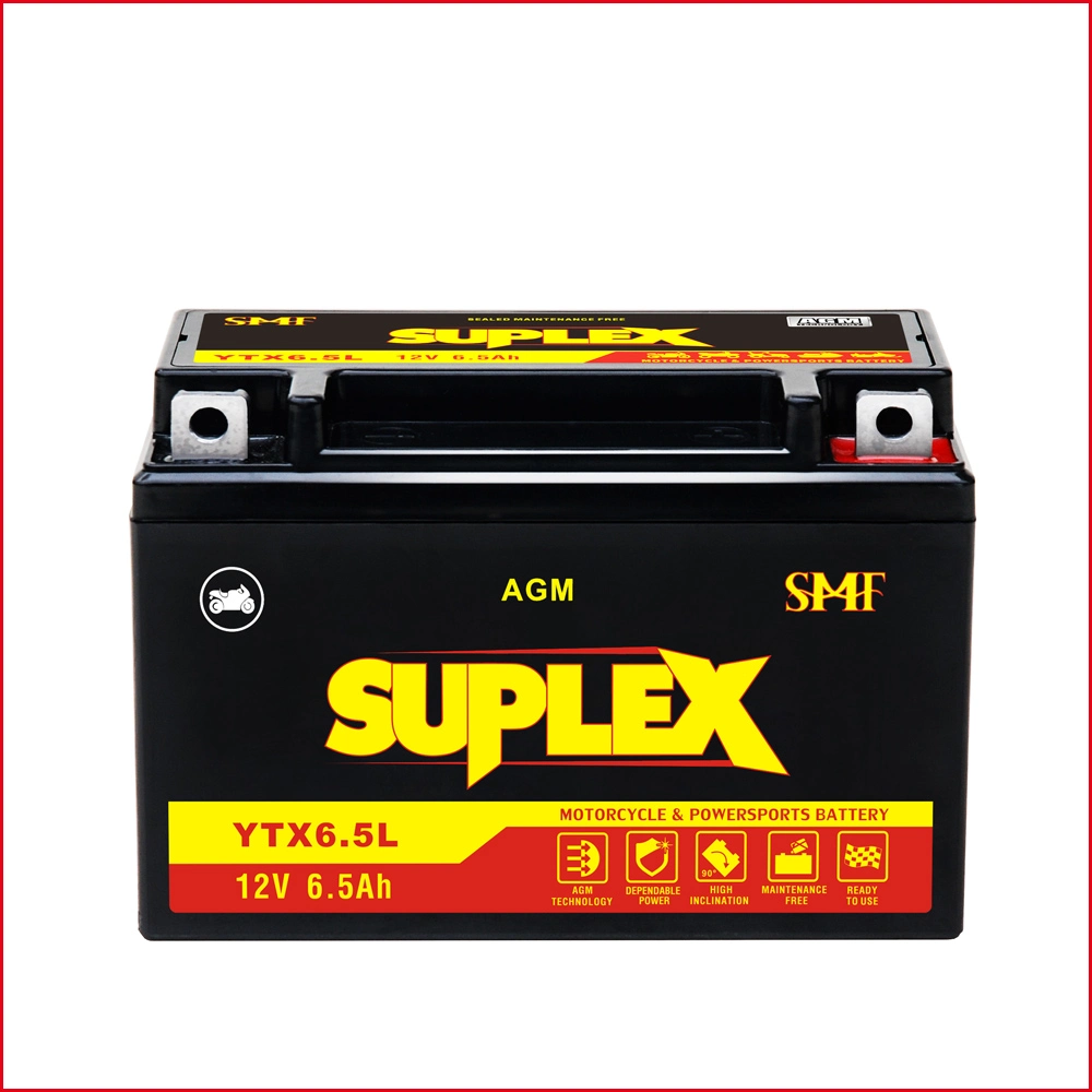 Supelx Ytx6.5L 12V 6.5Ah SMF Remplacement de batterie de moto 12N 12n6.5L6.5-3b-BS