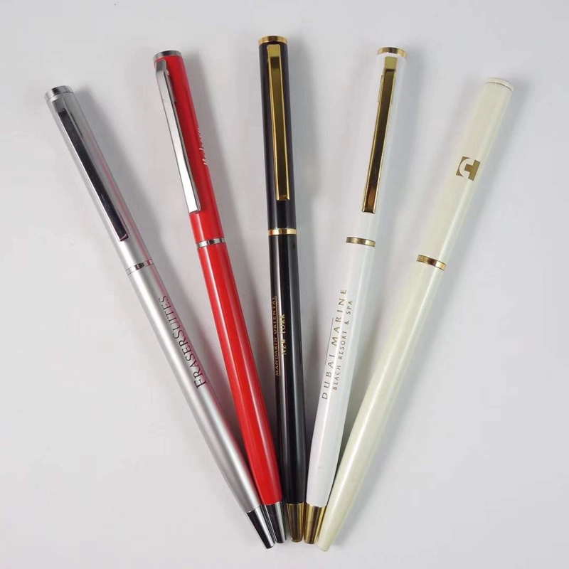 Promoção Gift Office Supply Stationery Thin Ball Pen for Hotel