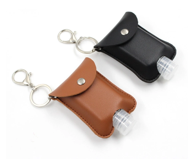 Keychain Mini Leather Holder Hand Sanitizer Perfume Bottle Pouch Bag