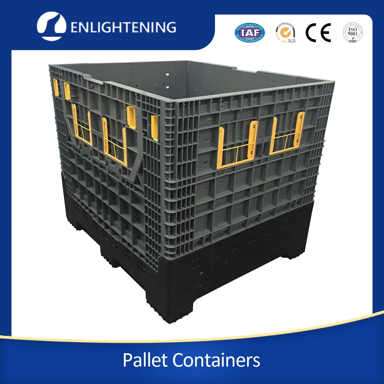 Pallet Box Pallet Rack Warehouse Box Industrial Stackable Storage Heavy Duty Large Plastic 1200*1000mm Customer Logo