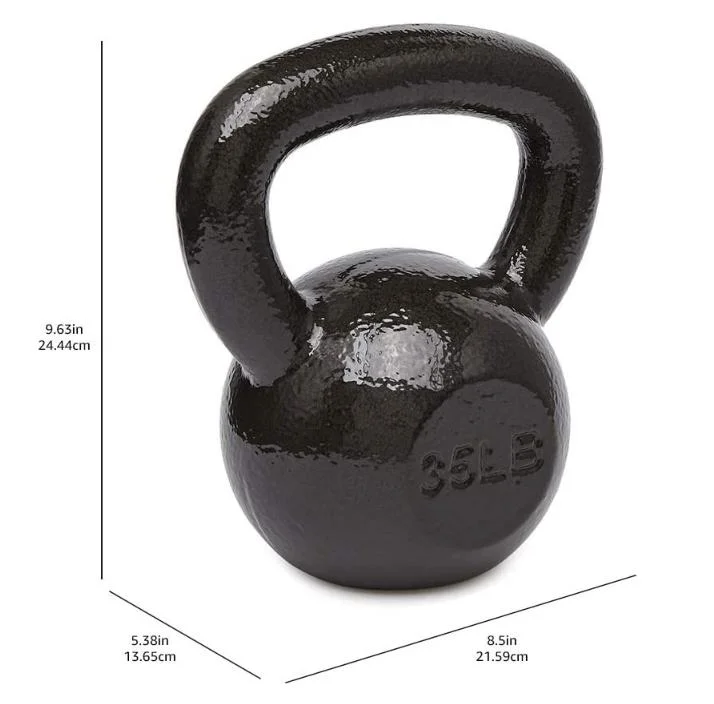 Salle de gym personnalisé Poids Kettlebell en fonte avec finition en émail 35 Pound, noir