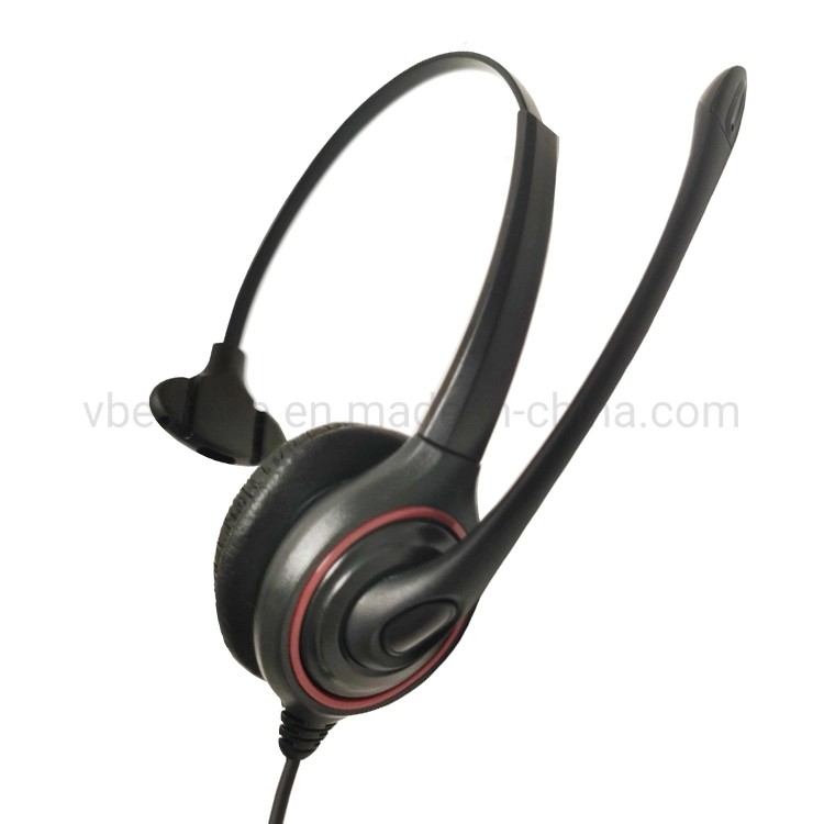 Computer Mono Wired Office Single Ear Microphone Call Center Headset Noise Cancelling with Remote