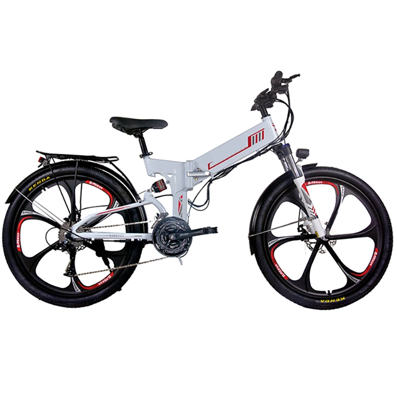 Black/White Folding Electric Bike Ebike Bicycle Integrated Wheel Motor 48V 350W