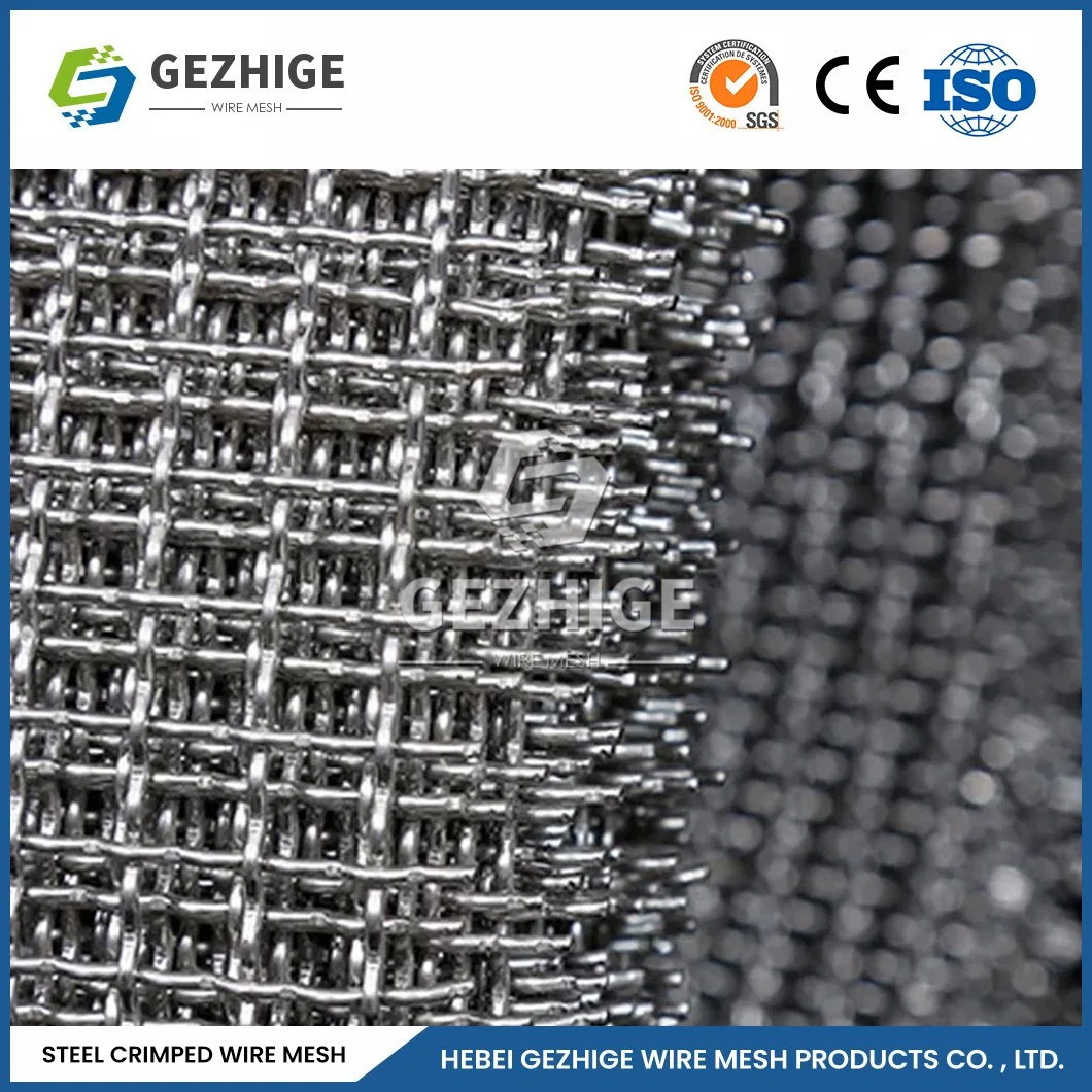 Gezhige Decorative Wire Mesh China Galvanized Crimped Wire Mesh Factory Square Hole and Rectangle 4.05mm Wire Diameter Stainless Steel Woven Wire Mesh