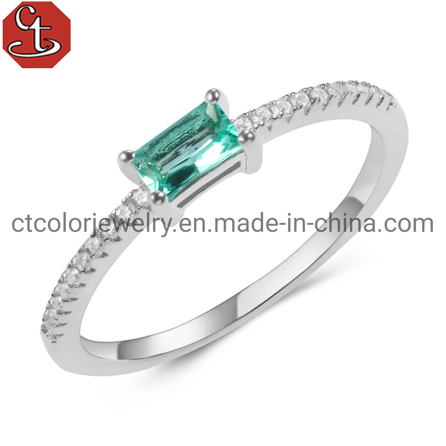 18 тыс. золотое плакированное Cubic Zirconia Gemstone, CZ Каменные украшения серебро Кольцо