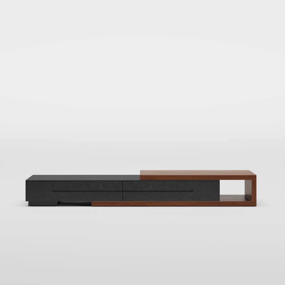 Полностью собранная подставка для телевизора Povison Modern Extendable Black Wood Media Console 78.7 дюйма