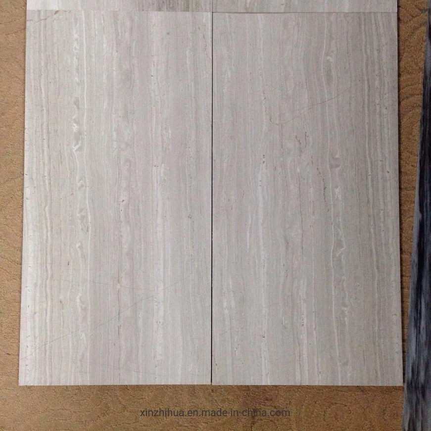 Straight Wooden Grain White Marble Building Marterial/Countertop/Stairs/Culture Stone Wall Tile