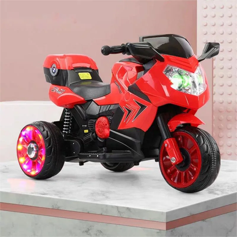 Children's Electric Three-Wheeled Motorcycle Remote Control Toy Car with Lights