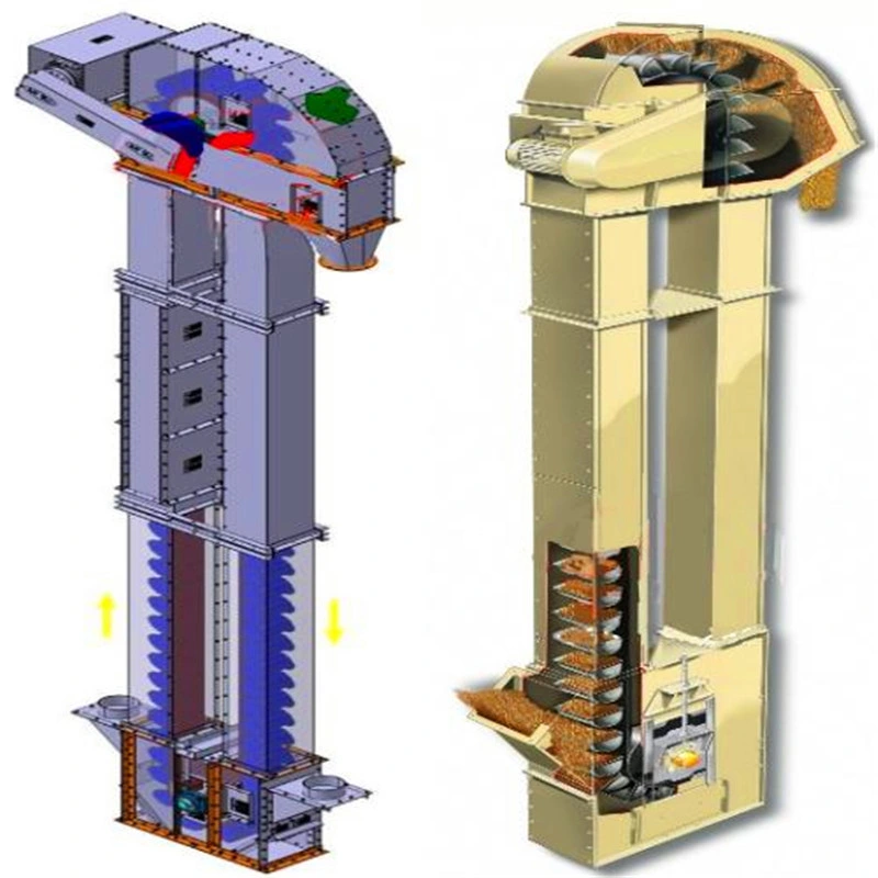 Heavy Duty Belt Bucket Elevator with Central Chain for Coal