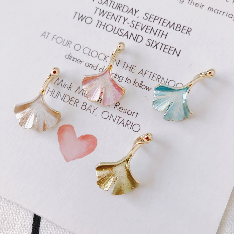 DIY Alloy Electroplating Accessories New Color Ginkgo Leaf Earrings Pendant Accessories