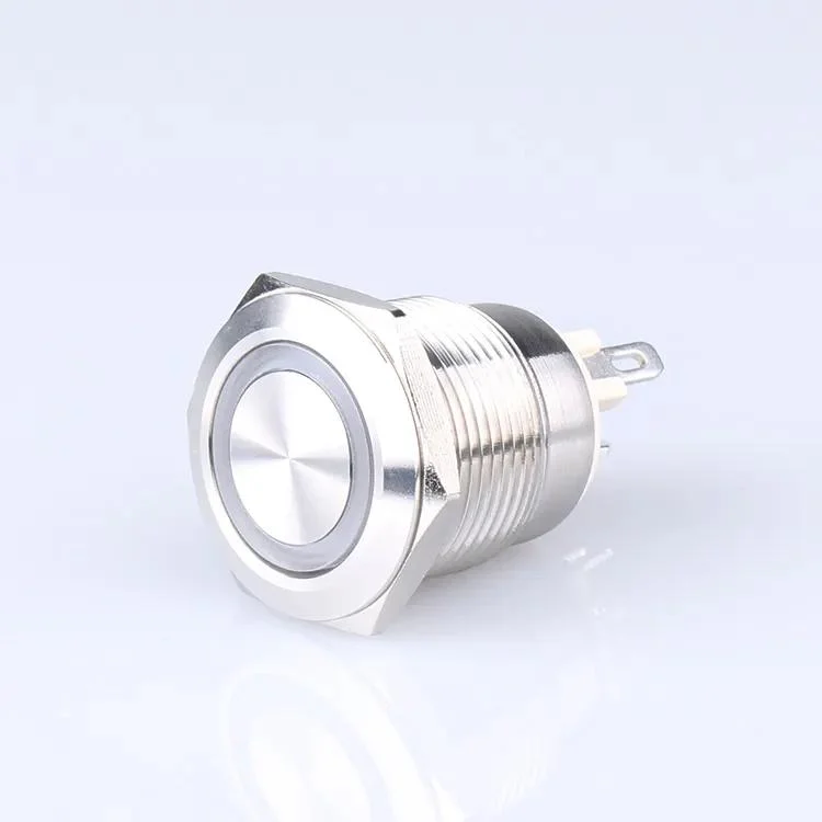 19mm Ring Illuminated Stainless Steel Metal Push Button Switch