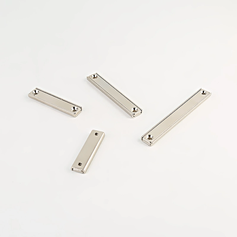 Rectangle Permanent Neodymium Pot Magnets with 2 Counter Sink Holes