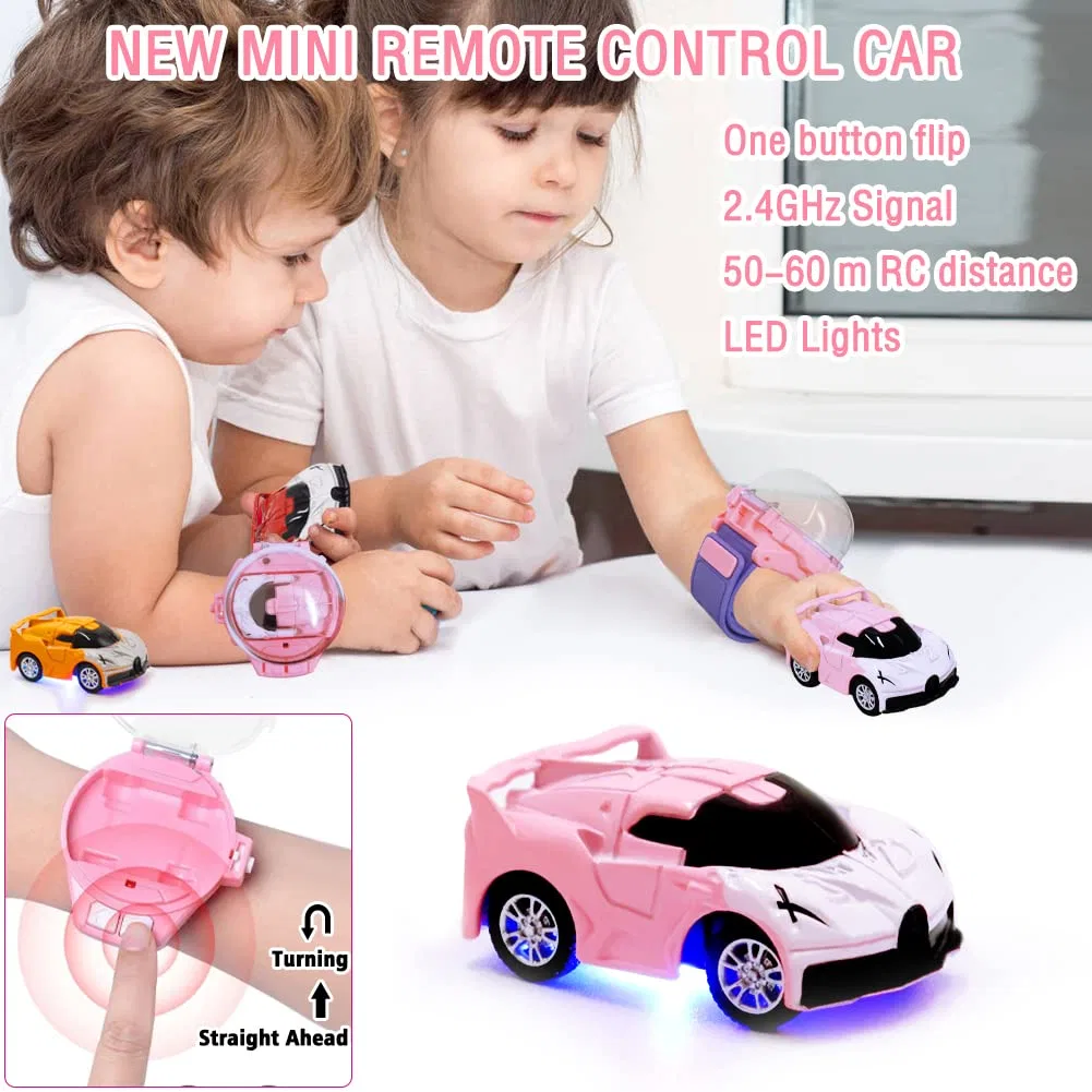 2.4GHz Mini Remote Control Long Distance Watch Kids Toy USB Charging Cartoon RC Car