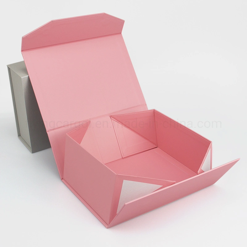 Caixa de oferta dobrável personalizada pequena e ecológica Rosa/Branco bonito Embalagem caixa de papel