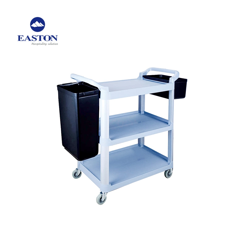 Hotel Grey Double Buckets Plastic Free Moving Cleaning Trolley