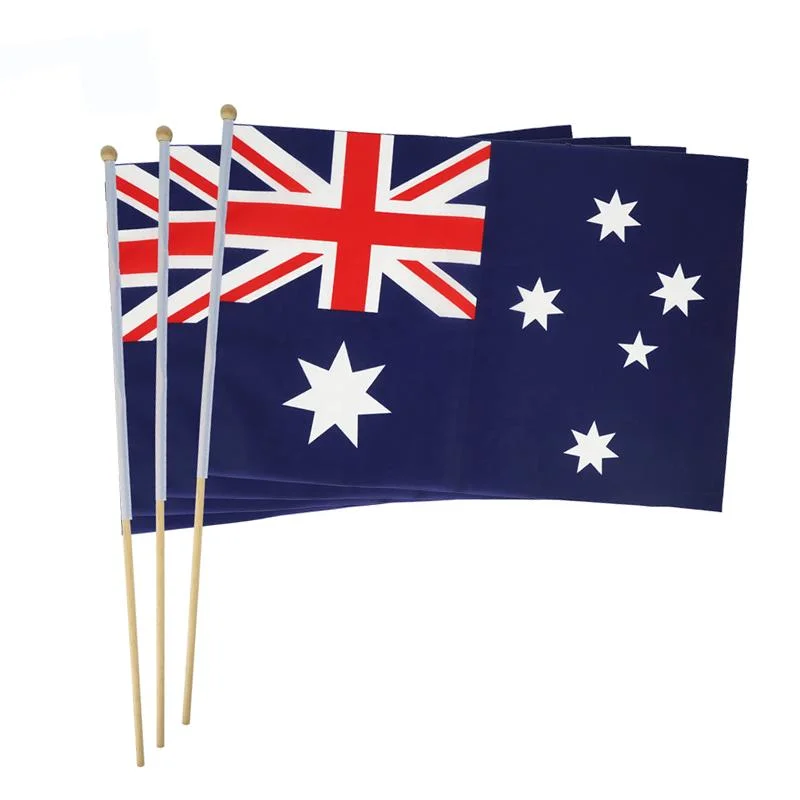Заводской прямой оптовой ручной размахивающий флаг двусторонняя печать из полиэстера Австралийский национальный флаг