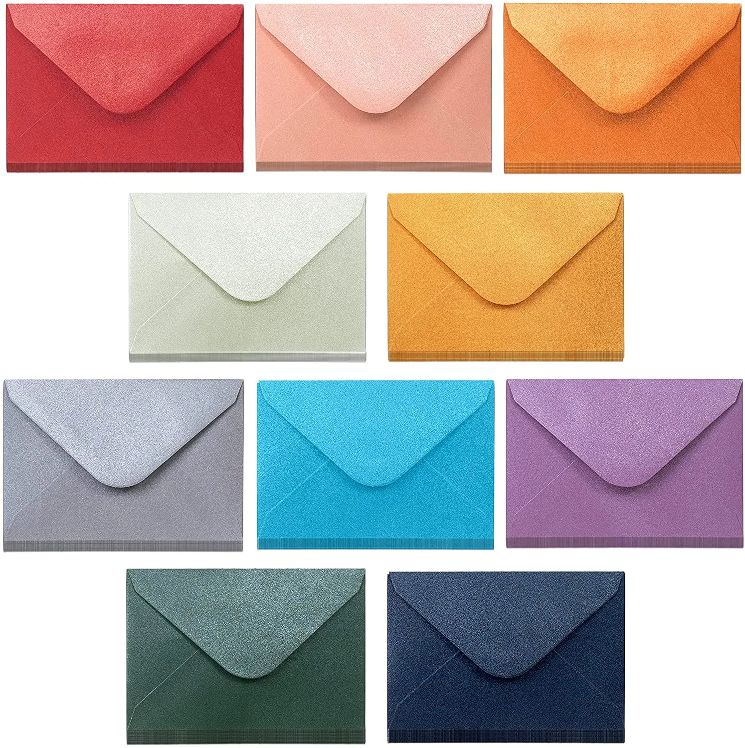 Rainbow Color Paper Envelope Sets with Water Glue by Pearl Color Paper 4X6"