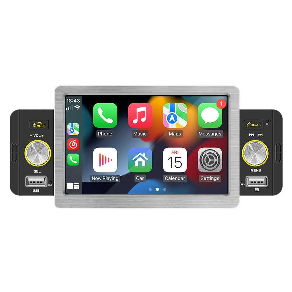 MP5 double unité de tête DIN 5 pouces de haut-parleurs du système multimédia de voiture Voiture de l'écran AUDIO 2 DIN Autoradio Carplay stéréo MP5