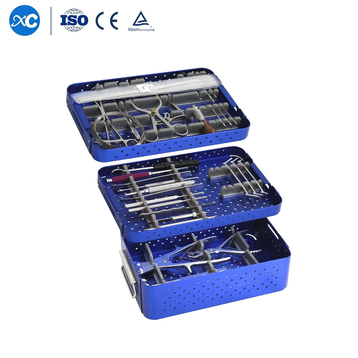 Kit d'instruments orthopédiques vétérinaires certifié CE, boîte d'instruments de fixation de fractures de fragments d'animaux de petite taille.