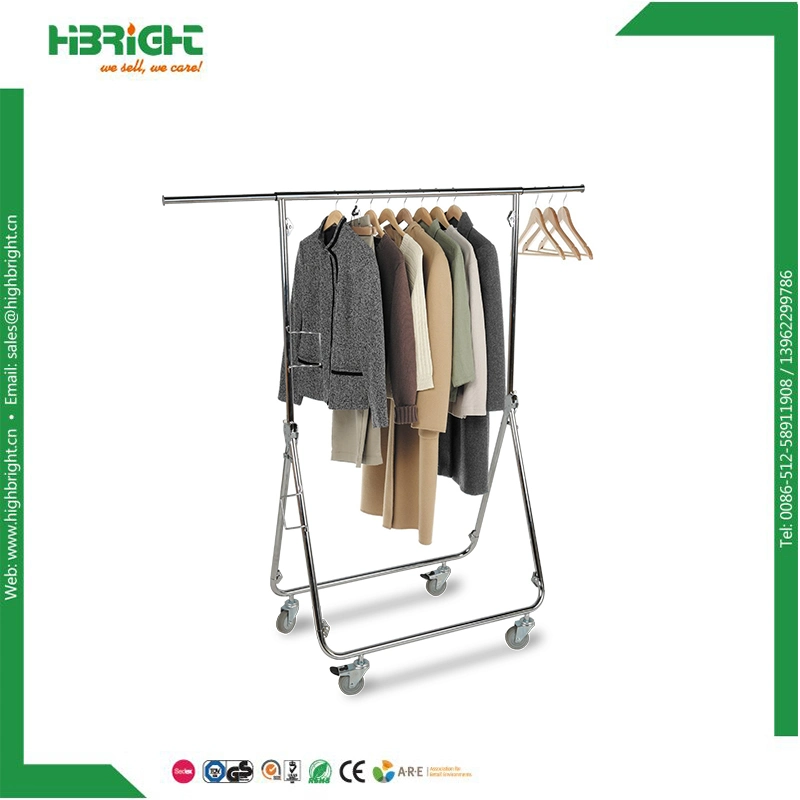 Rolling Heavy Duty Metal Folding Commercial Display Designer Supplier Collapsible Clothing Garment Rack