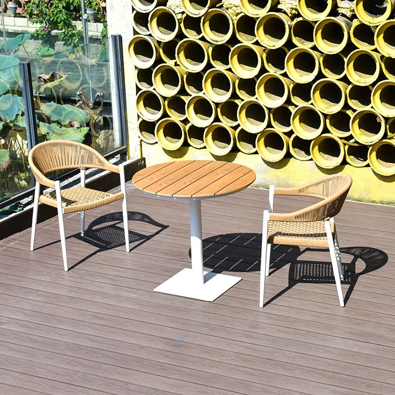Restaurant Dining Table and Chairs Set Rope Woven Outdoor Furniture