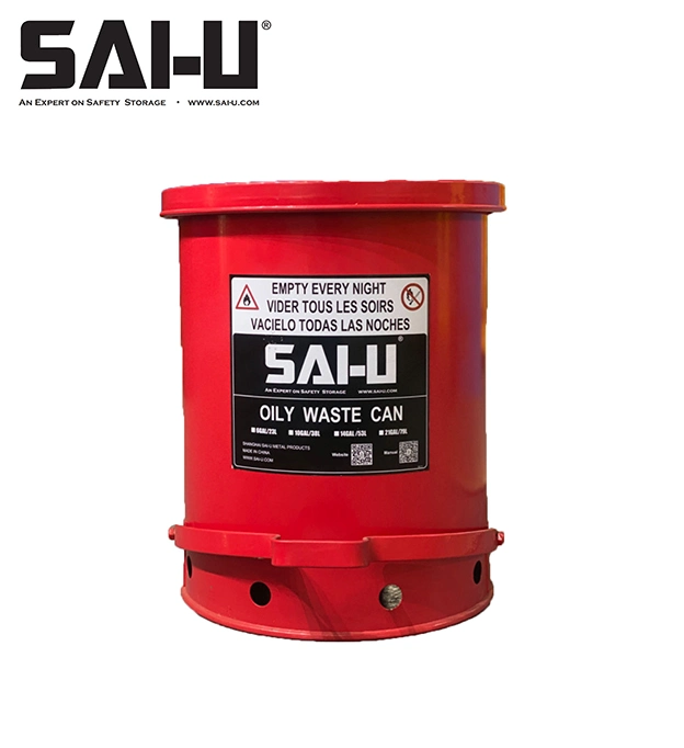 Le bac à pédale métallique Wc010r Sai-U est conforme à la norme OSHA relative aux déchets huileux CAN