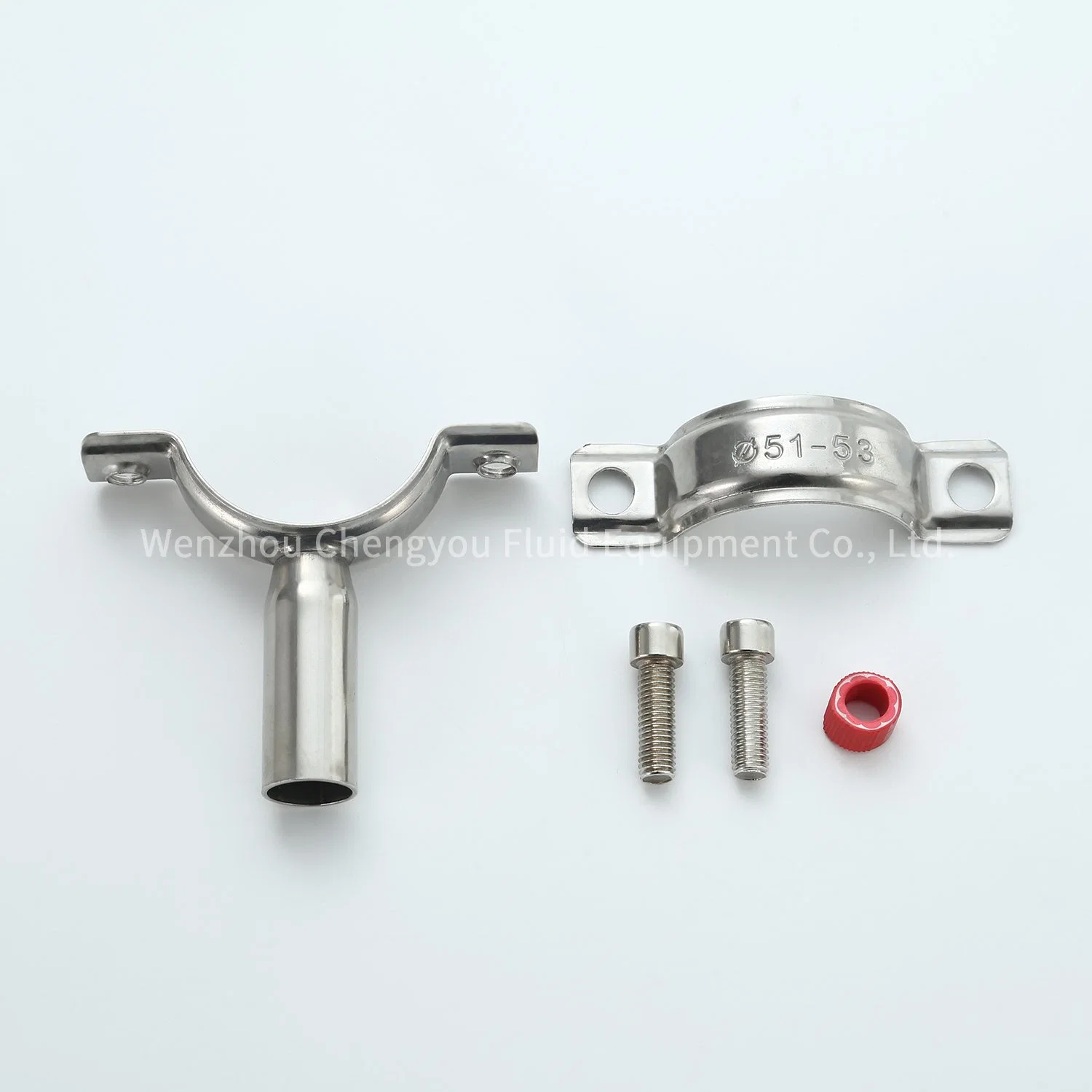 Round Stainless Steel 201 304 Pip Clamp Fitting Pipe Tube Holder with Red Gasket