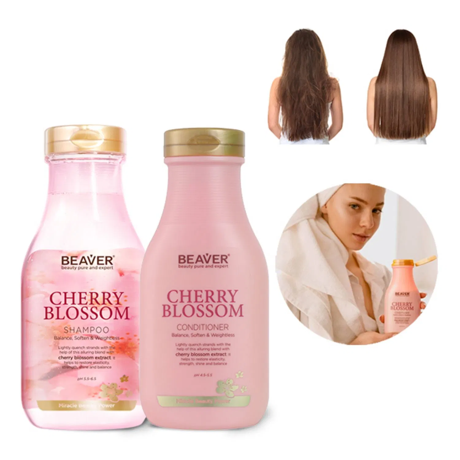 Beaver Oil Control nourriture nourriture cerise Blossom shampooing et conditionneur de cheveux