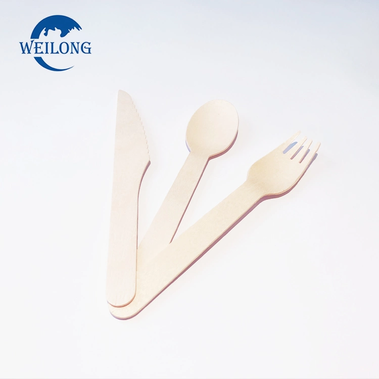 Custom 100% biodegradable Set cubiertos de madera cómodo y desechable cuchara cuchillo horquilla para PLA cubiertos.