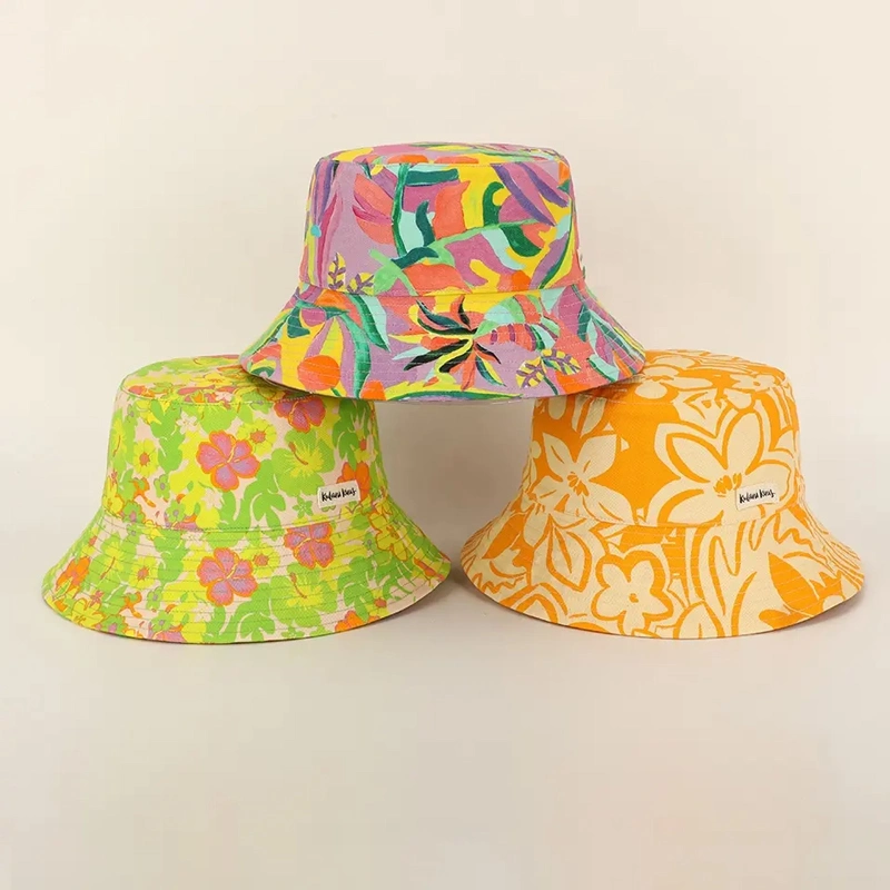 Wholesale/Supplier High quality/High cost performance Luxury Pattern Print Bucket Cap Double-Sided Summer Fisherman Reversible Sun Bucket Hat