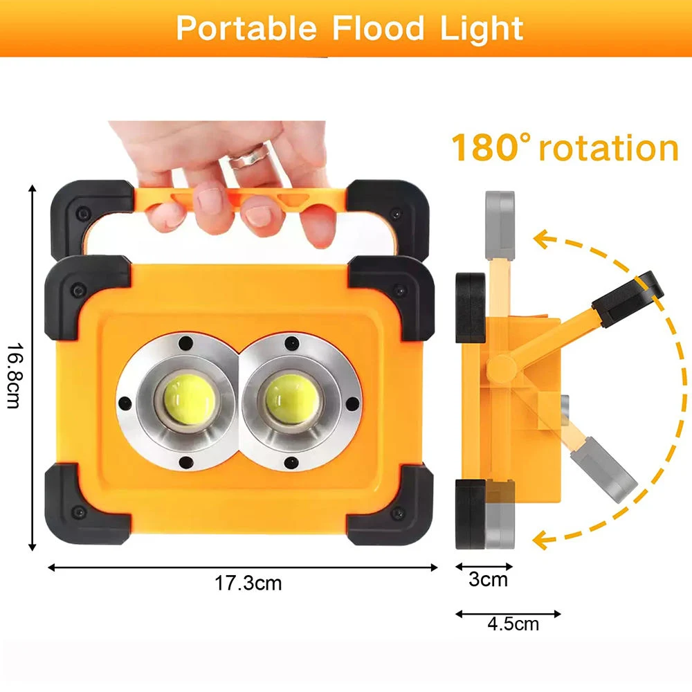 Lámpara de trabajo COB LED portátil resistente al agua con alimentación solar