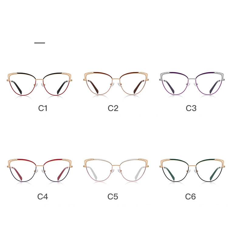 Manufasturer High End Original Metal Frame Cat Eye Computer Anti Blue Light Designer Optical Frame Reading Glasses