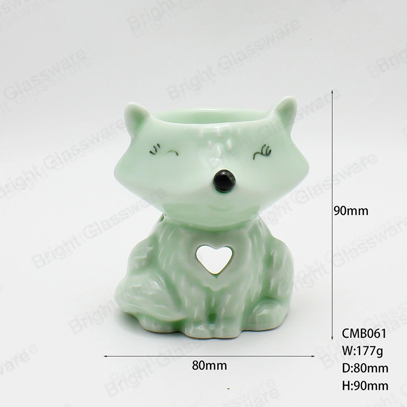 Mist Ceramic Candle Holder Fox Shape Factory Ceramic Candle Holder with Animal Design