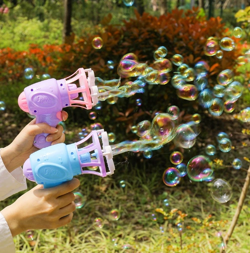 Customized Plastic Pink Electric Bubble Gun Toy