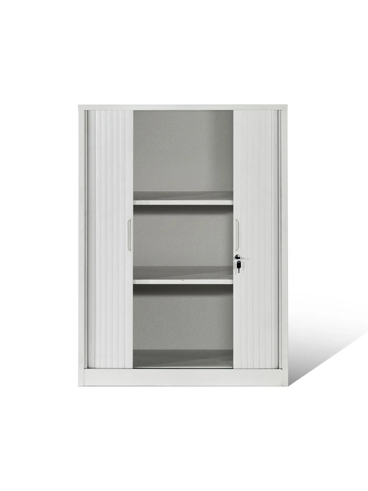 Modern Tambour Cabinet Small Stationary Cabinet with Adjustable Shelves