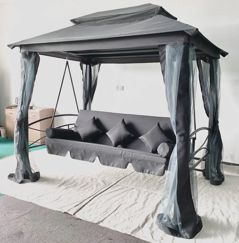 Grey Luxury Tent Swing Chair Bed with Gauze