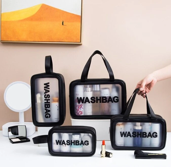 Портативная дорожная сумка для мытья Прозрачная сумка для туалетных принадлежностей PU Водонепроницаемый косметический футляр для макияжа