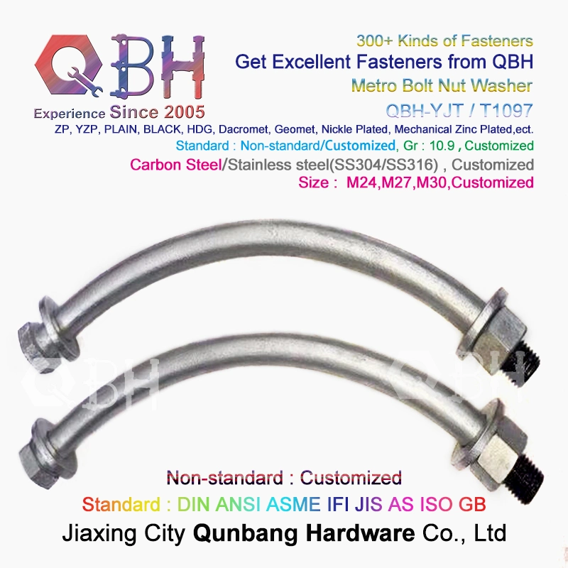 Qbh Customized OEM ODM Yjt/T1097 Carbon Steel Segment Bolt Nut Washer Metro Replacement Spare Hardware