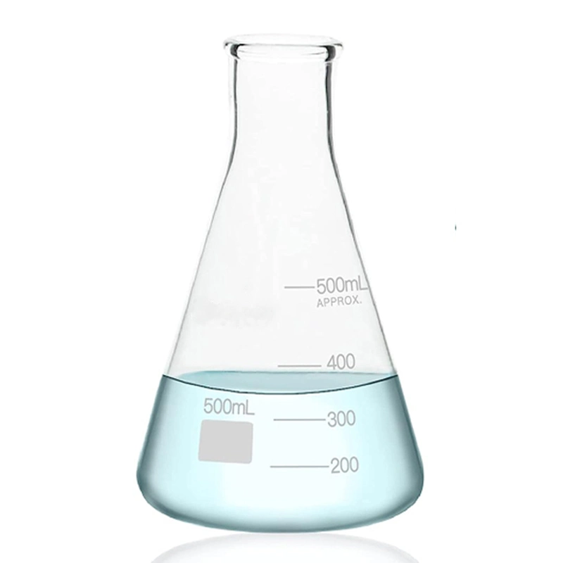 Laboratorio experimento botella de vidrio Fondo plano boca estrecha vidrio 250ml 500ml 1000ml matraz Erlenmeyer matraz cónico de vidrio de borosilicato