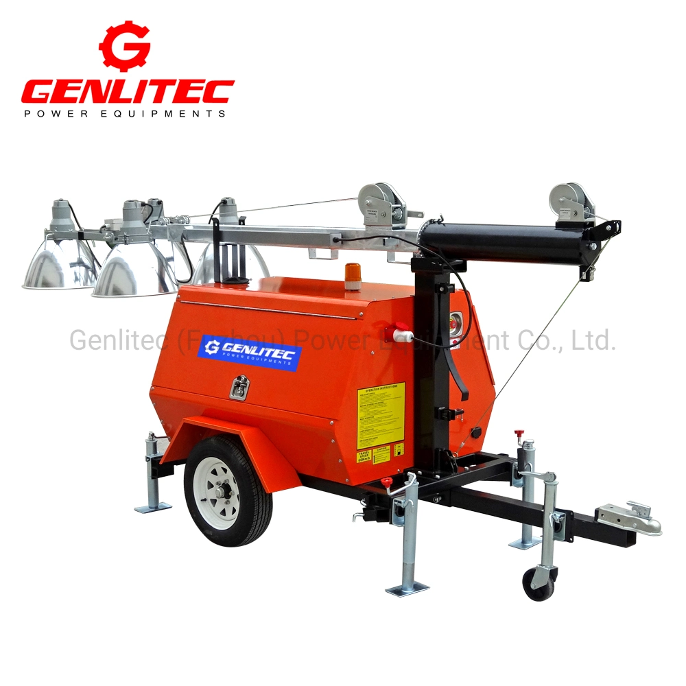 Trailer Mounted Outdoor Light Tower with 8kw Diesel Generator