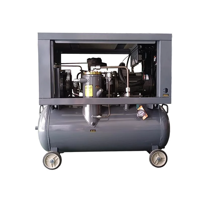 Compressor de ar portátil móvel de 5 kW 7HP 30 cfm industrial Mini, parafuso rotativo de baixo ruído (com depósito de ar, preço de fábrica da bomba do ventilador)