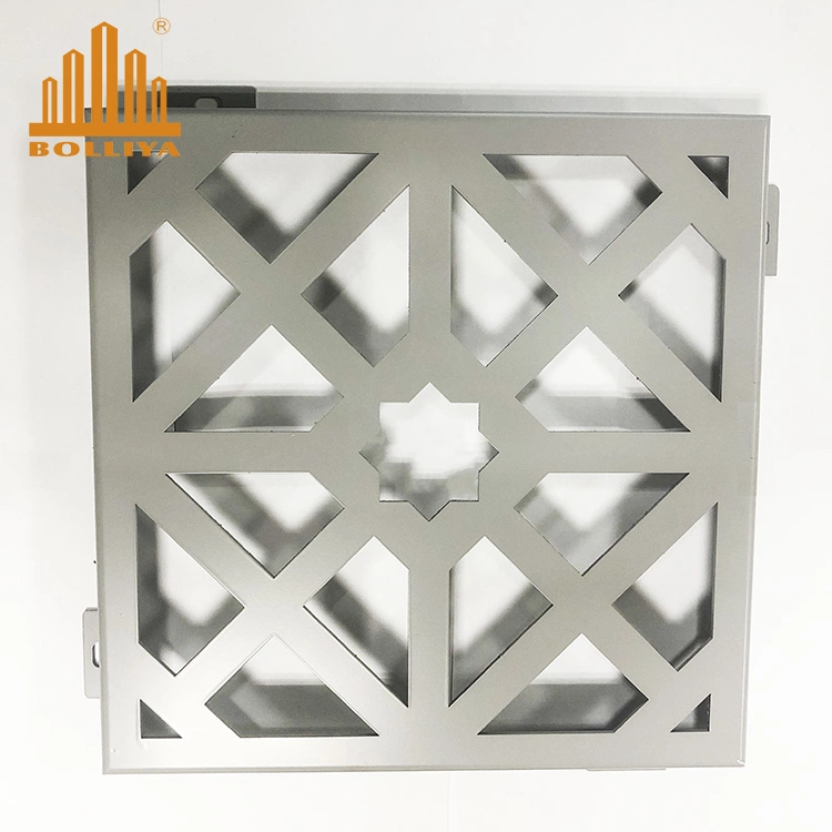 Découpe laser CNC Décoration de façade en aluminium pour écran extérieur Revêtement mural en aluminium 3mm Panneau de façade perforé en aluminium simple solide.