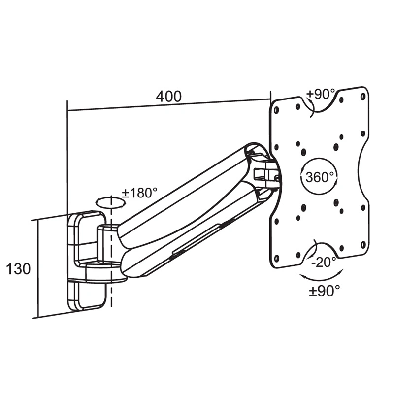 LCD Desktop Mount/Bracket with Gas Lift Single Monitor 10-32"