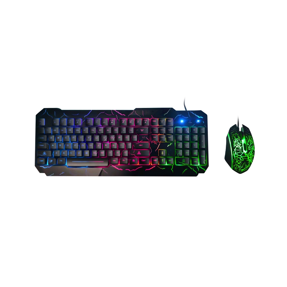 Factory Customize Logo Keyboard Colored Crack Support Wired Gaming Keyboard and Mouse