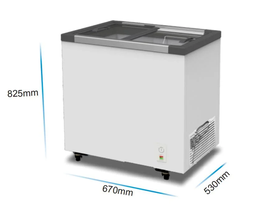 Venta caliente uso Comercial Flat Glass Door 168L helado Nevera cámara de ultracongelado