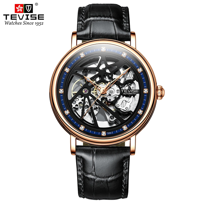 Skeleton Tourbillon Edelstahl Mechanische Uhr wasserdicht Herren