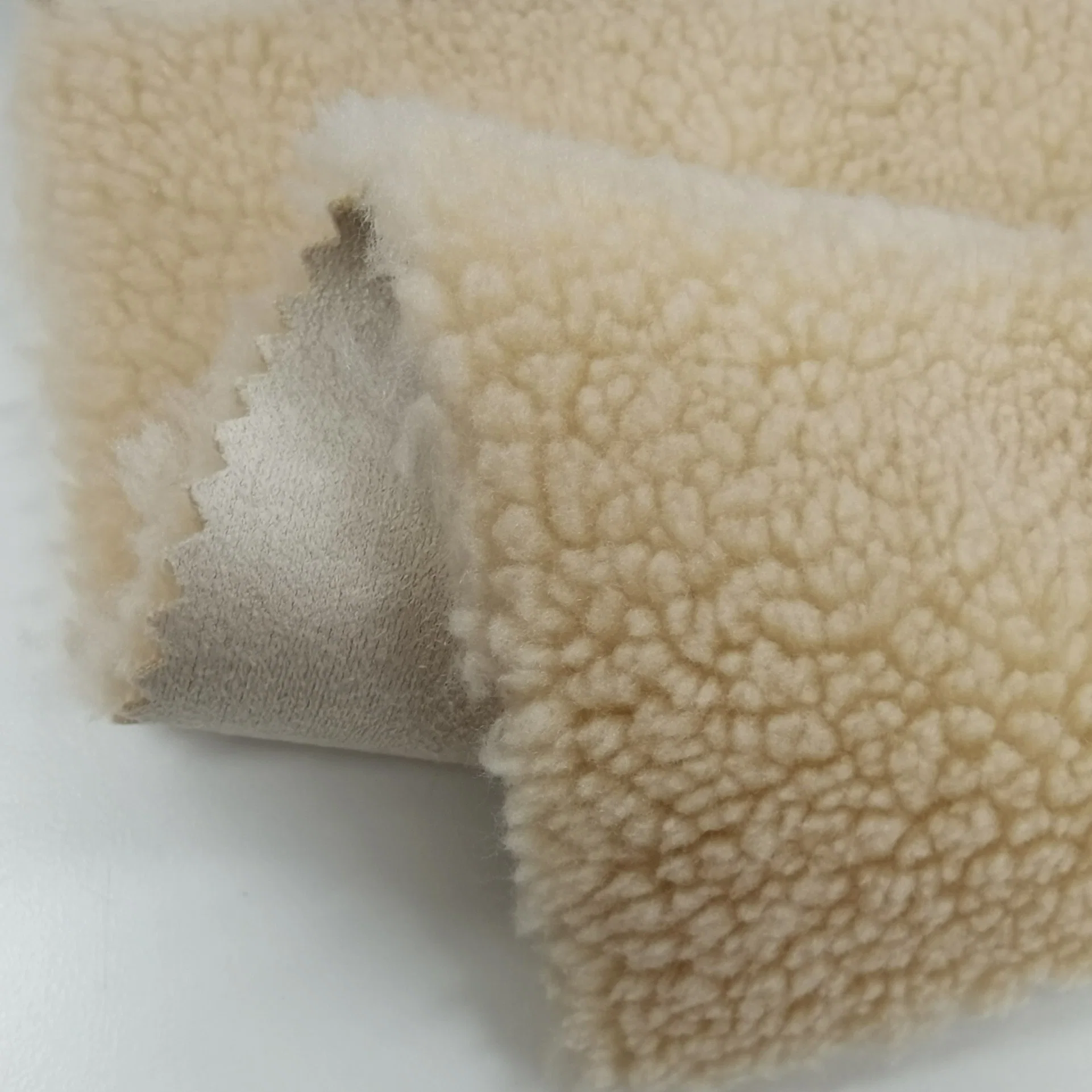 Muster Customization Weft Microfaser Wildleder mit Sherpa Stoff Stretch Leder Wildleder 100% Polyester Spandex Softshell Stoff für Wintermantel, Schuhe