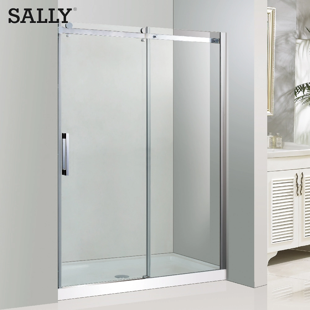 Sally 8mm Inline Frameless Single Sliding Shower Door with Slim Stainless Steel Top Rail Enclosure