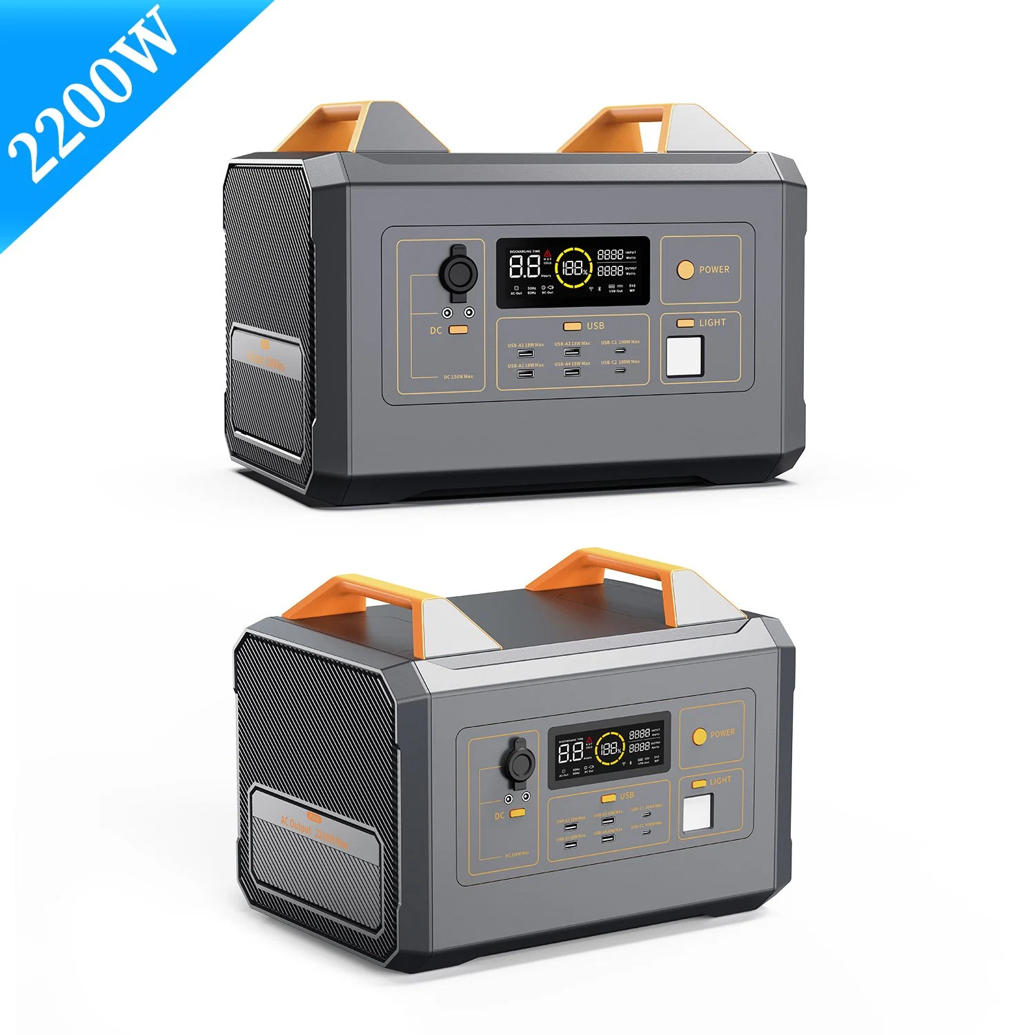 OEM Portable Station 22kg Mobile Lithium-Ion Power Bank LiFePO4 Battery 2200W